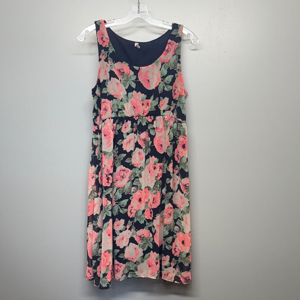 Pinkblush Midi Sleeveless Dress with Pink Floral Print